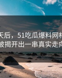 沉默几天后，51吃瓜爆料网相关话题被揭开出一串真实走向